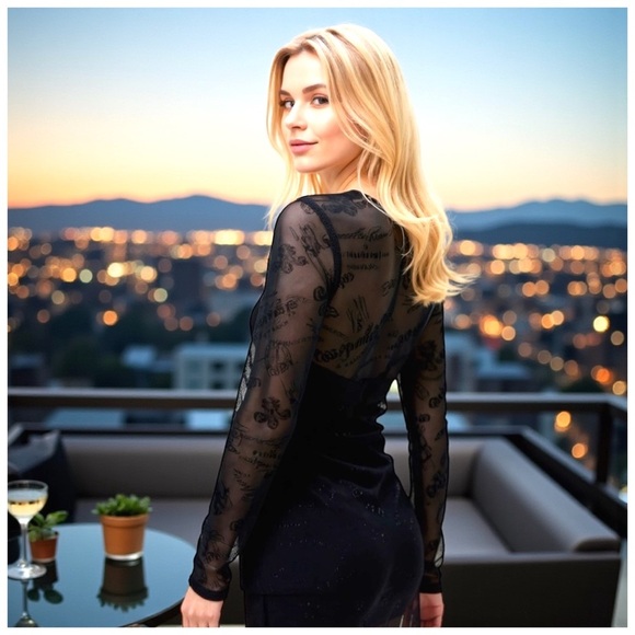 Only Hearts Women’s Long Sleeve Dress with Crew Neck. Black. M/L - Picture 10 of 12